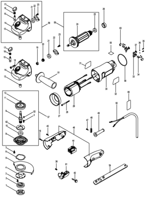 Default Diagram and Parts List for G950-B3 Type 1 Black and Decker Grinder